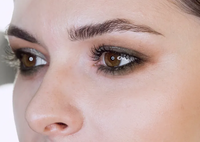 Close-up of a woman's eyes and lashes